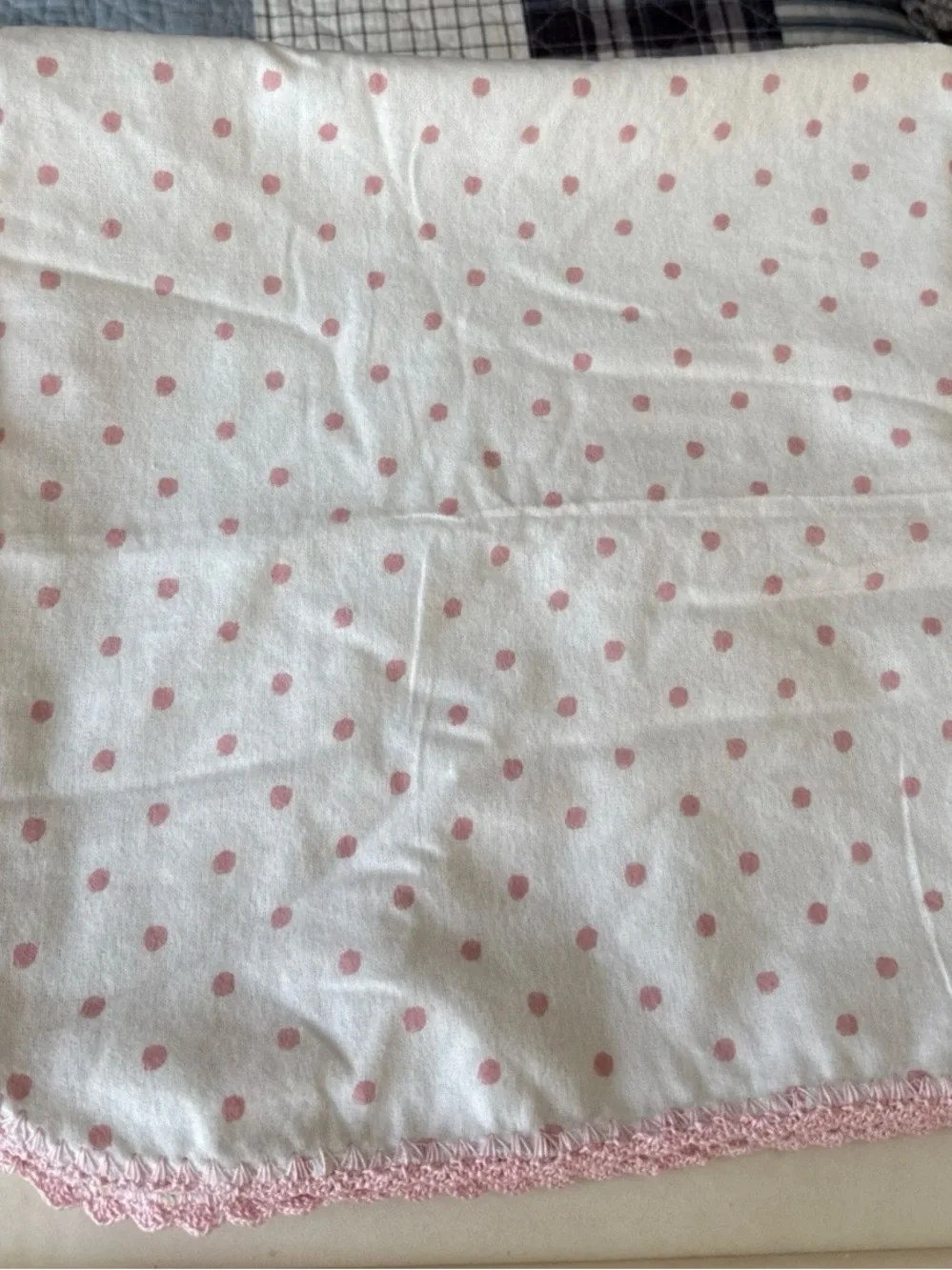 Soft White Baby Blanket with Pink & Green Floral Print 30 x 30 in